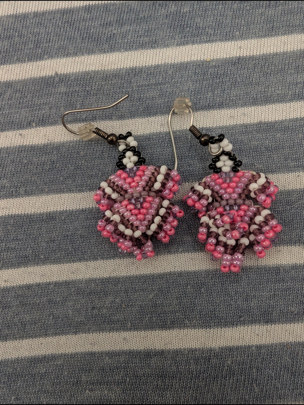 Native American Dancer Handcrafted Pink Beaded Dangle Earrings